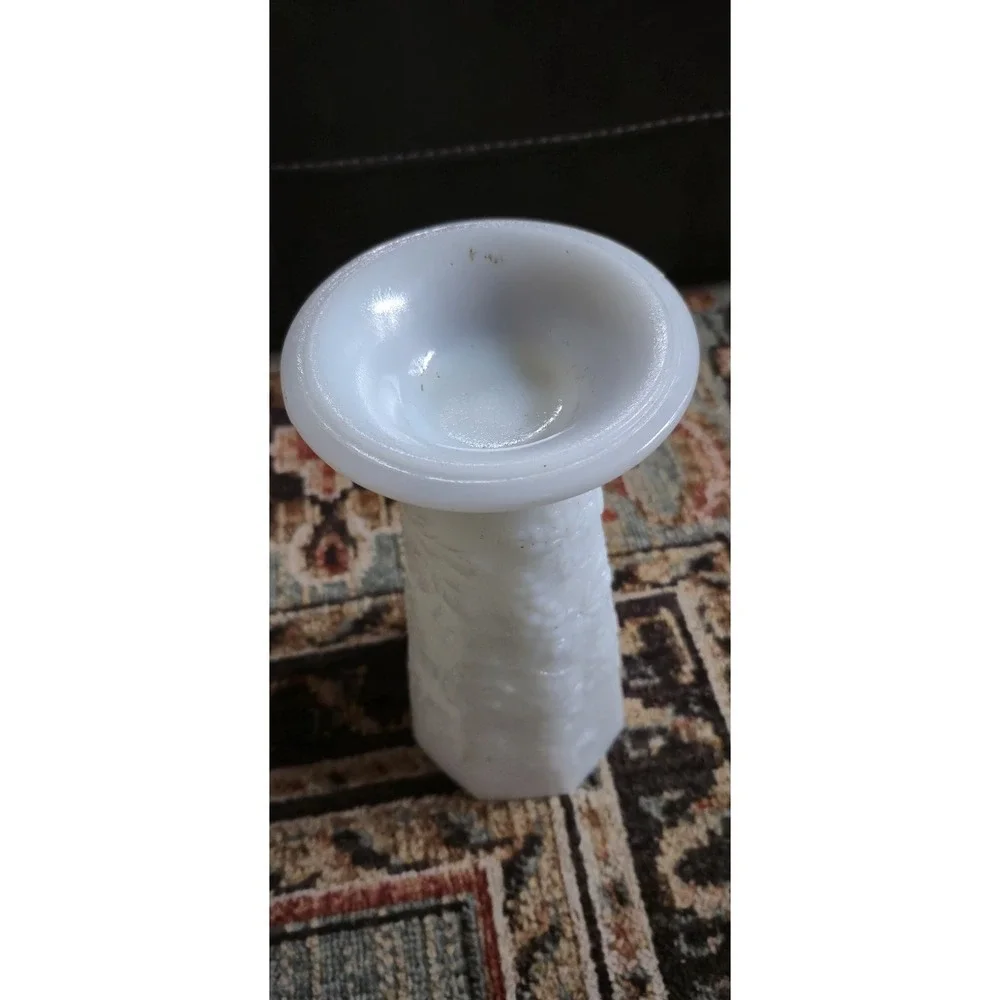 Vintage Milk Glass Grape Vase Pedestal White
